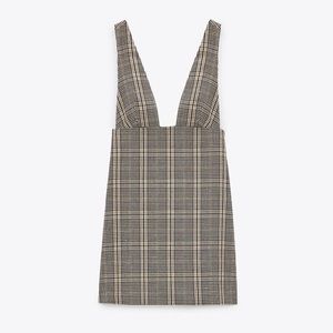 Zara Plaid Pinafore Dress
